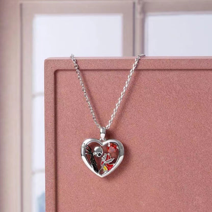 Collar Corazón y Calavera con Brillantes – Aleación Galvanizada Unisex Estilo Gótico