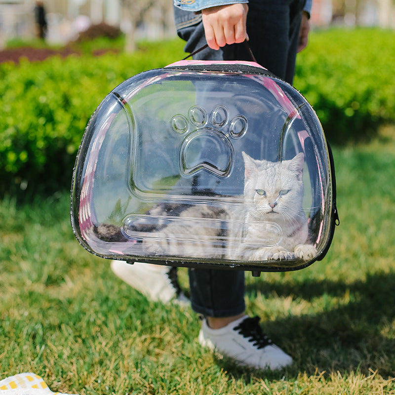 Mochila transparente para gatos – Diseño moderno en EVA + cuero PU con ventilación óptima