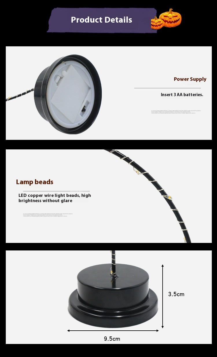 Lámpara Decorativa de Bruja en Hierro Forjado – Luz LED de Halloween