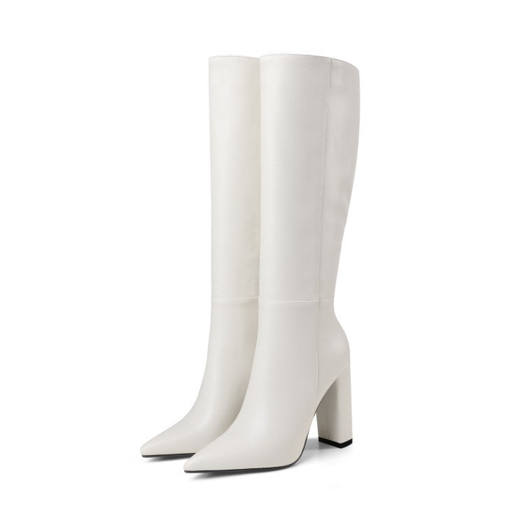 Botas de Tacón Grueso con Punta para Mujer – Otoño e Invierno
