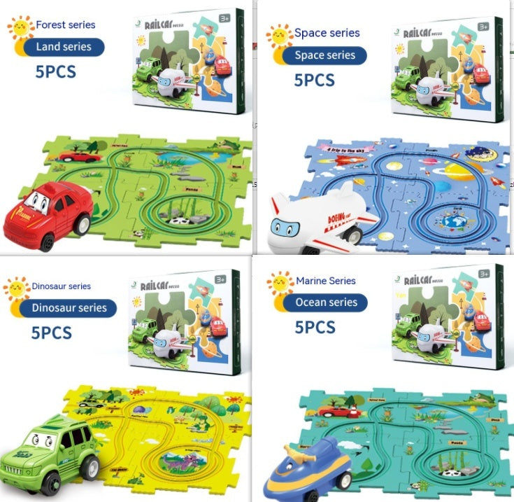 🚂🧩 Pista Eléctrica de Puzzle para Niños – DIY Creativo + Coche Automático – Tendencia 2026 ⚡👧👦