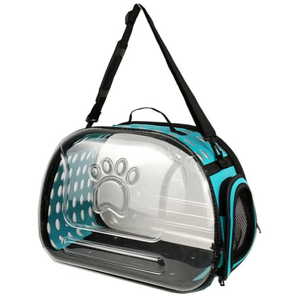 Mochila transparente para gatos – Diseño moderno en EVA + cuero PU con ventilación óptima