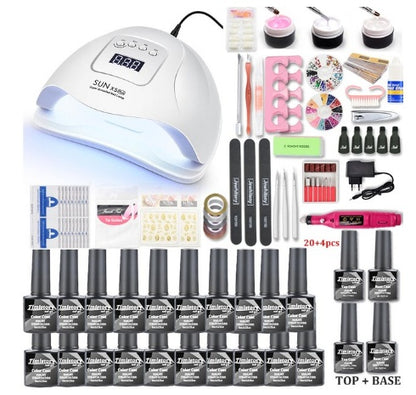 Kit Completo de Manicura Profesional con Lámpara LED 80W y Esmaltes UV