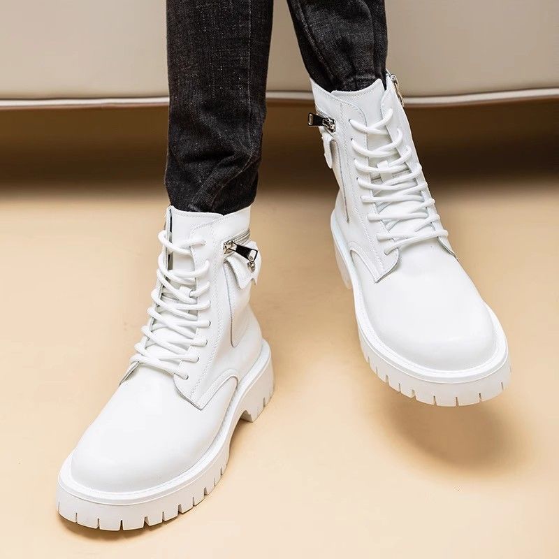 Botas Martin de hombre — Diseño de caña alta en cuero PU con cierre de hebilla