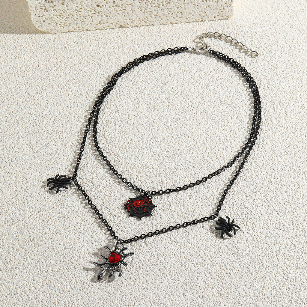 Collar Halloween con Colgante de Murciélago, Calabaza, Fantasma y Araña – Aleación de Zinc Galvanizada