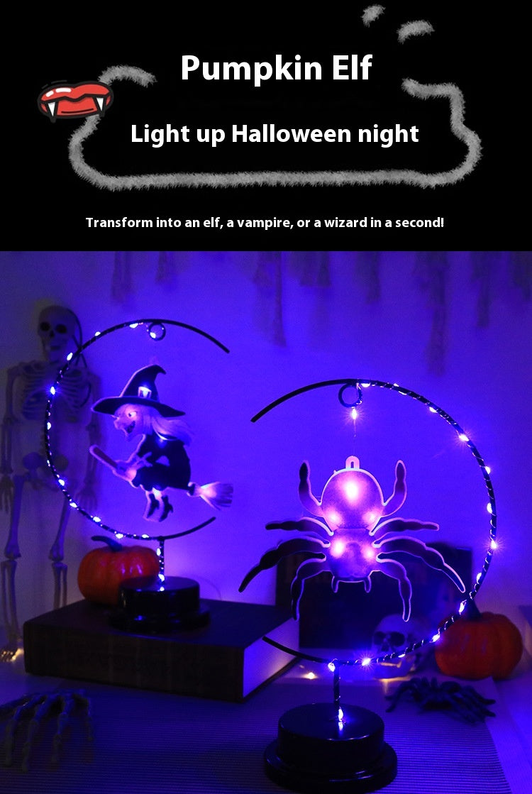 Lámpara Decorativa de Bruja en Hierro Forjado – Luz LED de Halloween