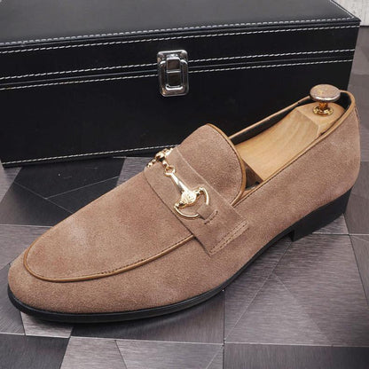 Mocasines slip-on de cuero para hombre — Estilo casual con punta cuadrada y suela plana