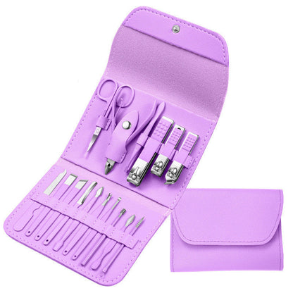 Set Profesional de Manicura y Pedicura en Acero Inoxidable con Estuche de Cuero