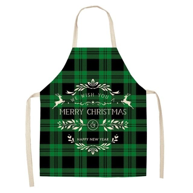 Delantal navideño de lino y algodón con diseño festivo creativo para cocina y eventos familiares