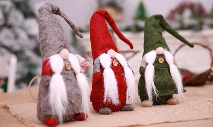 Muñeco decorativo navideño estilo nórdico de tela con base de gravedad y barba esponjosa para interiores