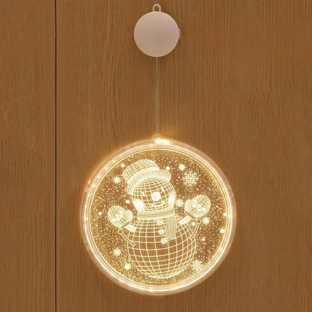 Luz ambiental navideña redonda con iluminación LED cálida y diseño moderno para decoración interior y exterior protegida