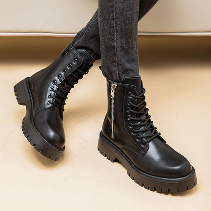 Botas Martin de hombre — Diseño de caña alta en cuero PU con cierre de hebilla