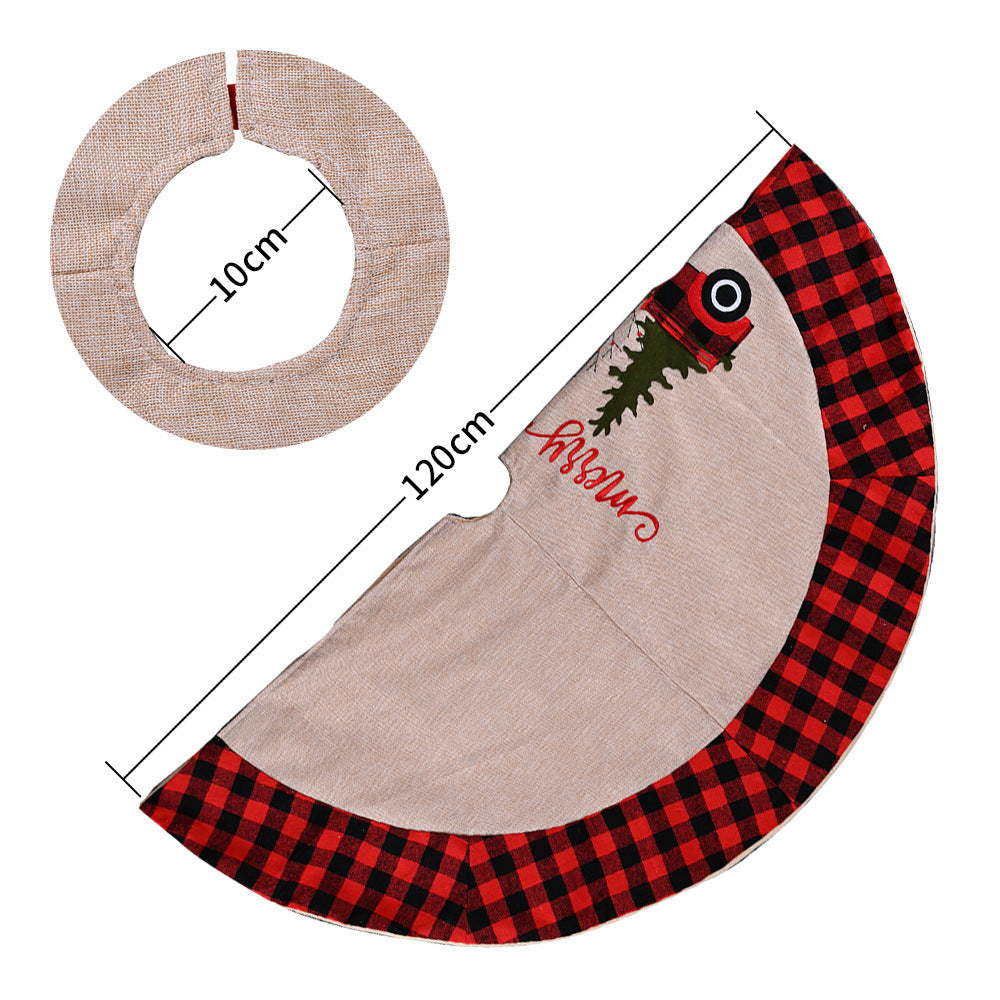 Falda para árbol de Navidad de lino imitado de 120 cm con diseño rústico de coche navideño para cubrir la base del árbol