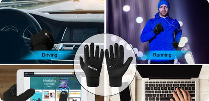 guantes deportivos térmicos negros antideslizantes de tejido elástico para ciclismo running y entrenamiento