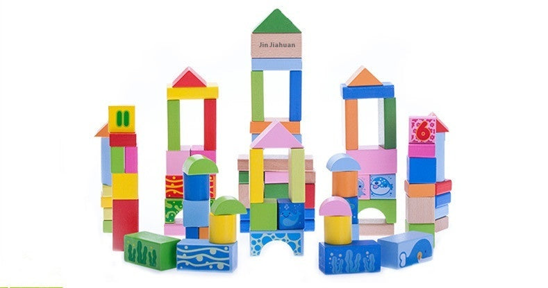 Bloques de Construcción Educativos “Ocean 100” – Juguete Montessori de Madera