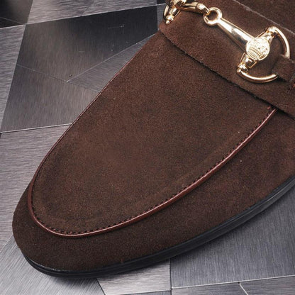 Mocasines slip-on de cuero para hombre — Estilo casual con punta cuadrada y suela plana