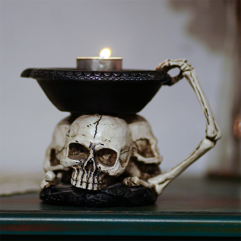 Bandeja Decorativa con Tres Fantasmas – Portavelas de Resina para Halloween