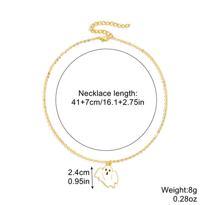 Collar Halloween con Colgante de Murciélago, Calabaza, Fantasma y Araña – Aleación de Zinc Galvanizada