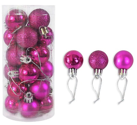 set de 24 bolas navideñas de 3 cm en plástico galvanizado con acabado brillante y mate para decorar árbol de Navidad
