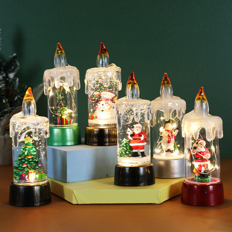 Adorno navideño LED cálido de plástico con diseño de árbol, muñeco de nieve o Papá Noel y luces de alambre de cobre para decoración interior