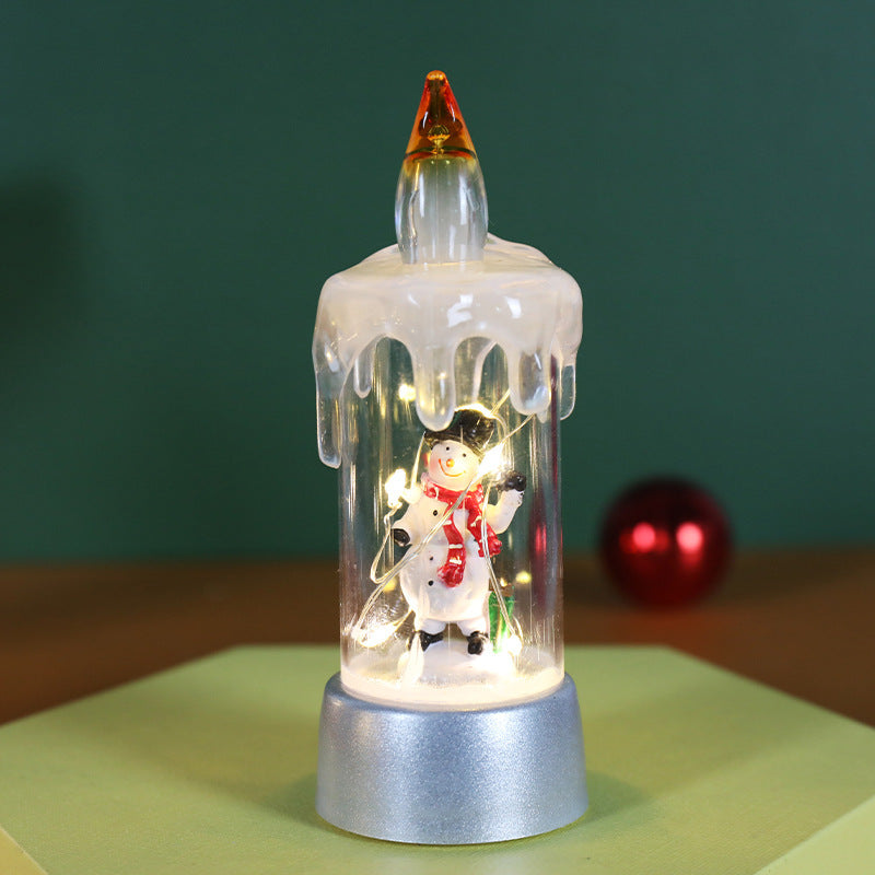 Adorno navideño LED cálido de plástico con diseño de árbol, muñeco de nieve o Papá Noel y luces de alambre de cobre para decoración interior