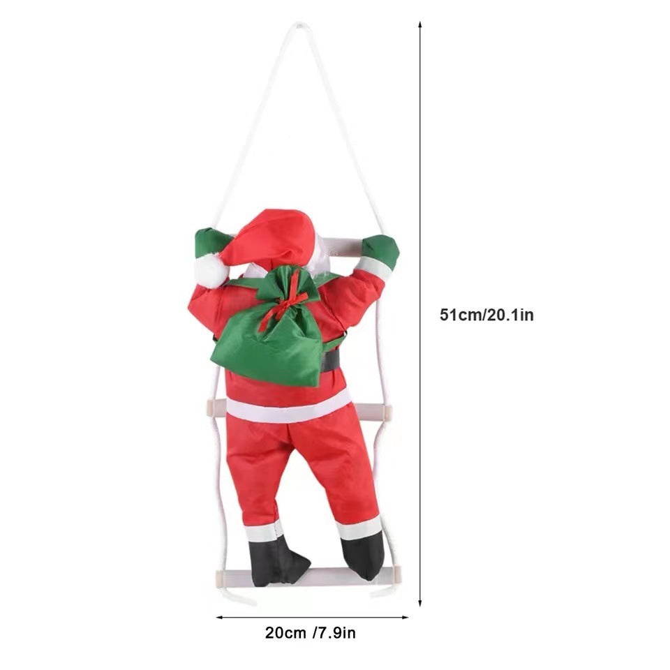 Adorno navideño colgante de Papá Noel ascendiendo por una escalera en varios tamaños para decoración interior y exterior protegida