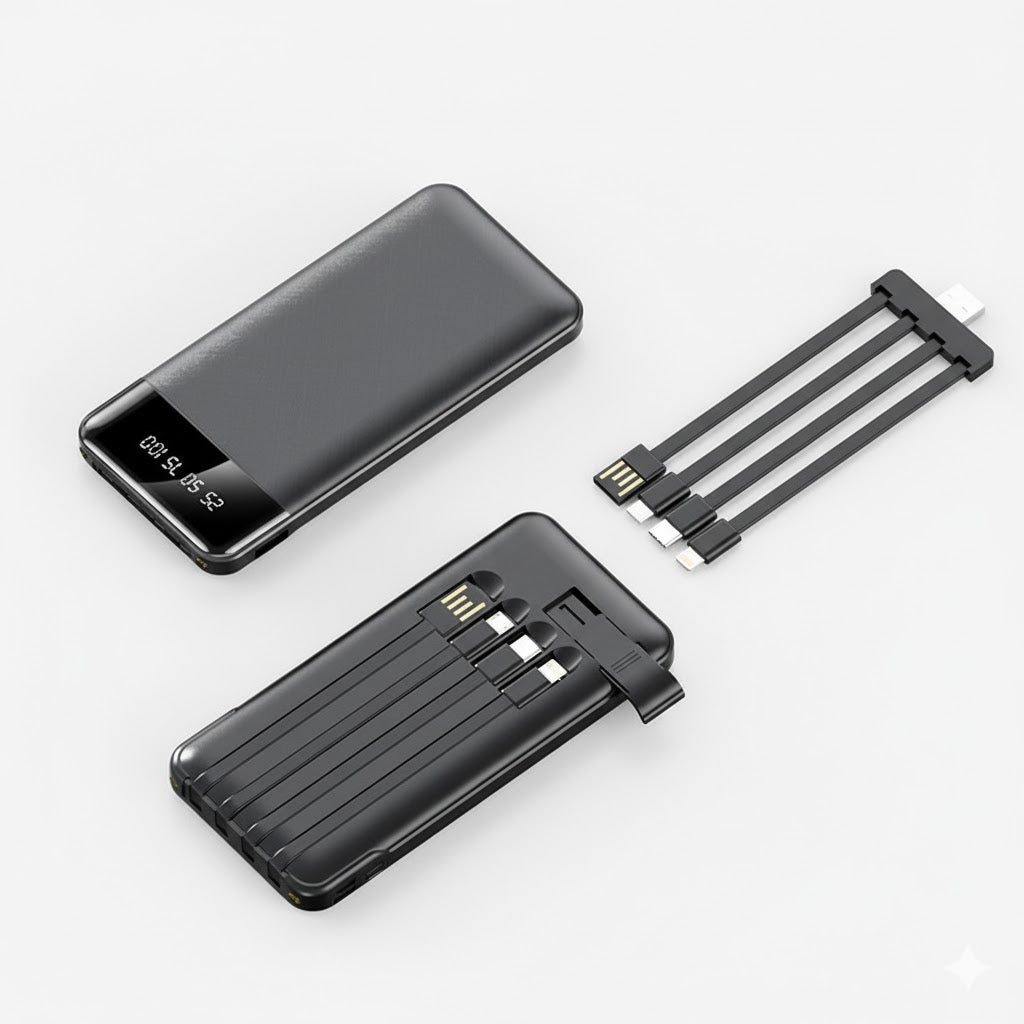 Batería externa portátil de 20000 mAh con salida USB para carga rápida de smartphones y dispositivos electrónicos