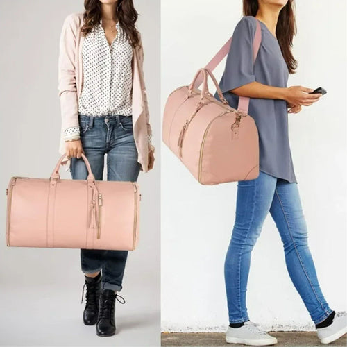Bolsa de viaje femenina grande de cuero PU plegable con gran capacidad para uso diario y viajes