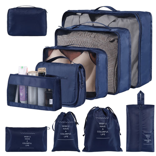 Bolsas organizadoras de poliéster en diseño moderno y colores sólidos para almacenar ropa y objetos del hogar.