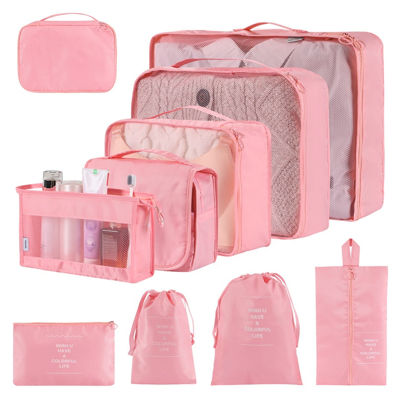 Bolsas organizadoras de poliéster en diseño moderno y colores sólidos para almacenar ropa y objetos del hogar.