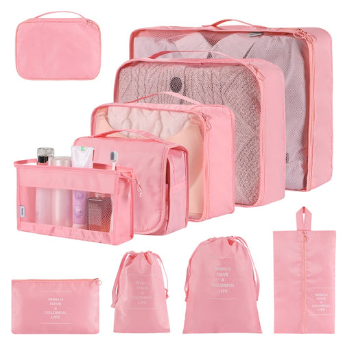 Bolsas organizadoras de poliéster en diseño moderno y colores sólidos para almacenar ropa y objetos del hogar.