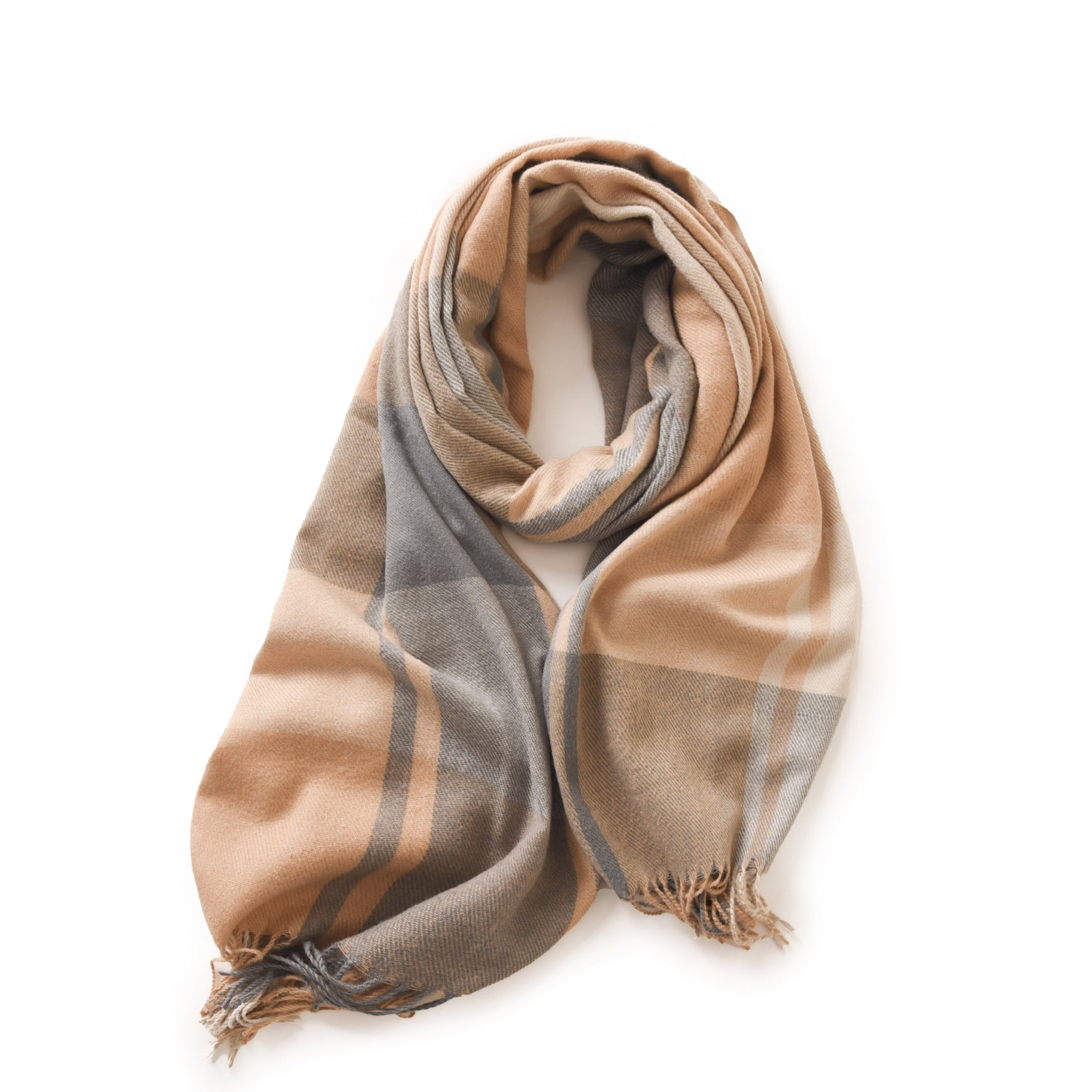 Bufanda de invierno para mujer de imitación cashmere con textura gruesa, diseño largo con flecos y tejido suave para mantener el calor.