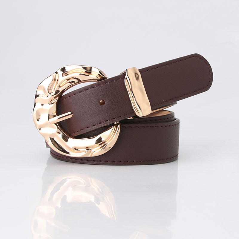Cinturón unisex de PU con hebilla clásica de pasador, diseño minimalista y acabado moderno disponible en varios colores.