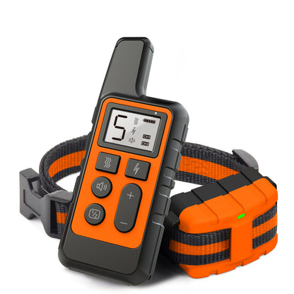 Collar de adiestramiento para perros con control remoto, modos de sonido, vibración y estímulo estático, impermeable IP67 y alcance de 800 metros.