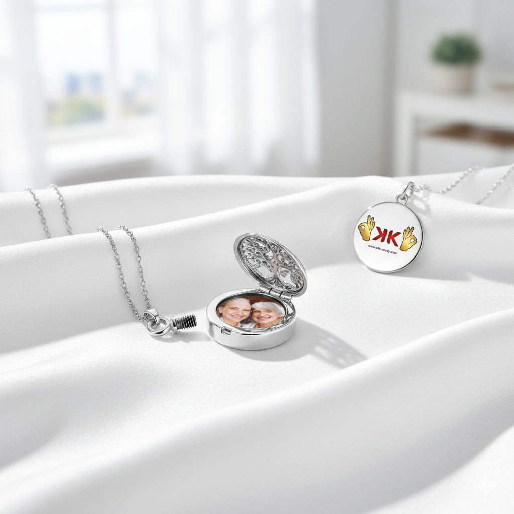 Collar relicario de plata 925 con diseño Árbol de la Vida, colgante con urna interior para cenizas y cadena ajustable de 45+5 cm.