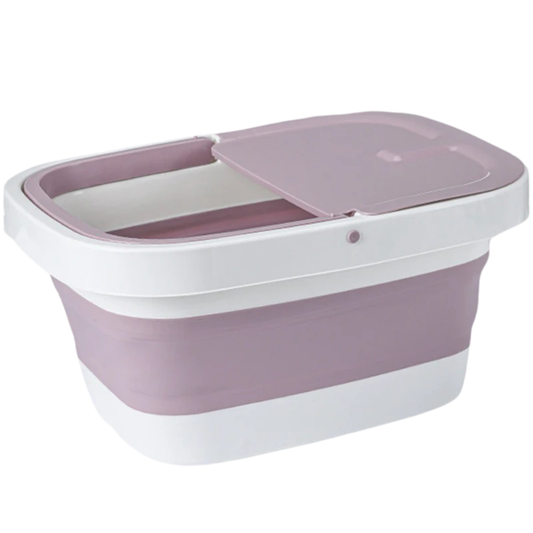 Cubo plegable para baño de pies en PP y TPE, diseño japonés resistente al calor de -20 °C a 100 °C, estructura ligera y portátil para relajación y cuidado personal.