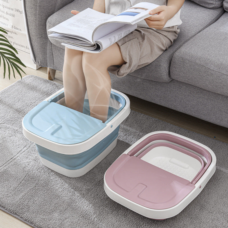 Cubo plegable para baño de pies en PP y TPE, diseño japonés resistente al calor de -20 °C a 100 °C, estructura ligera y portátil para relajación y cuidado personal.