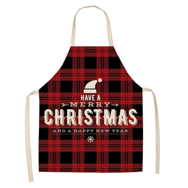 Delantal navideño de lino y algodón con diseño festivo creativo para cocina y eventos familiares