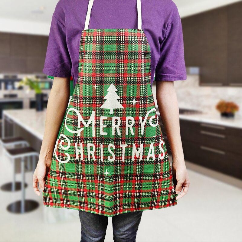 Delantal navideño de lino y algodón con diseño festivo creativo para cocina y eventos familiares