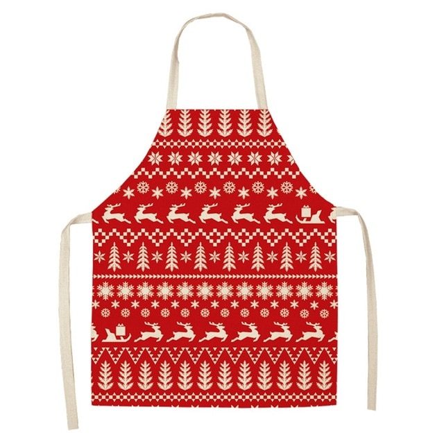 Delantal navideño de lino y algodón con diseño festivo creativo para cocina y eventos familiares