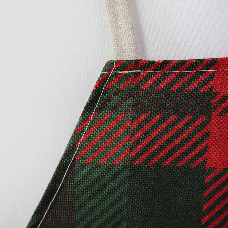 Delantal navideño de lino y algodón con diseño festivo creativo para cocina y eventos familiares