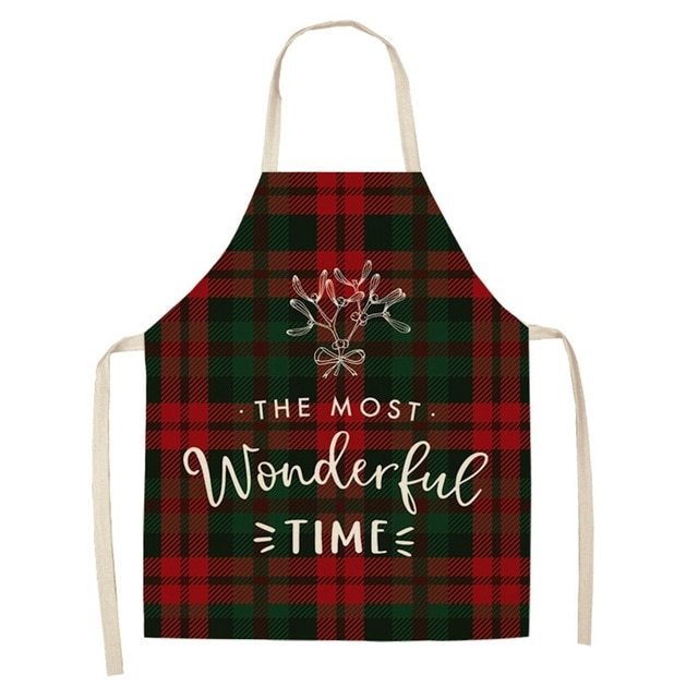 Delantal navideño de lino y algodón con diseño festivo creativo para cocina y eventos familiares