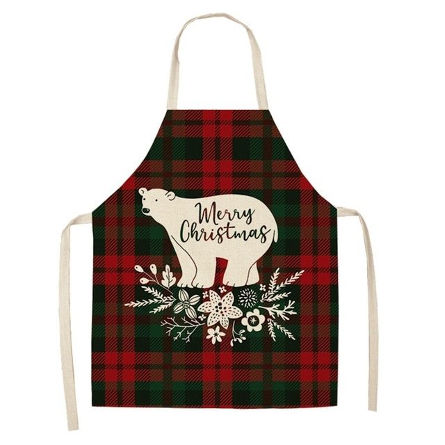Delantal navideño de lino y algodón con diseño festivo creativo para cocina y eventos familiares