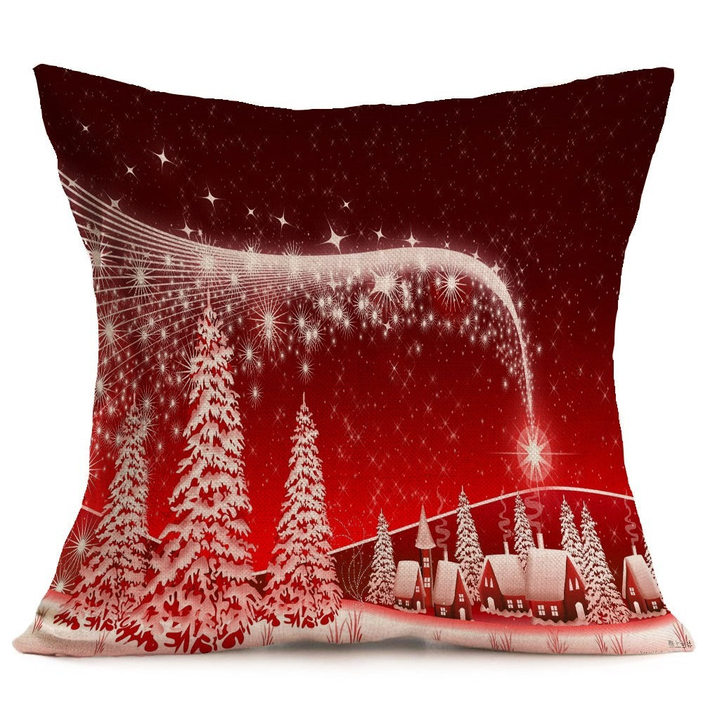 Funda de cojín navideña de 43×43 cm con material de algodón PP y diseño decorativo para interiores
