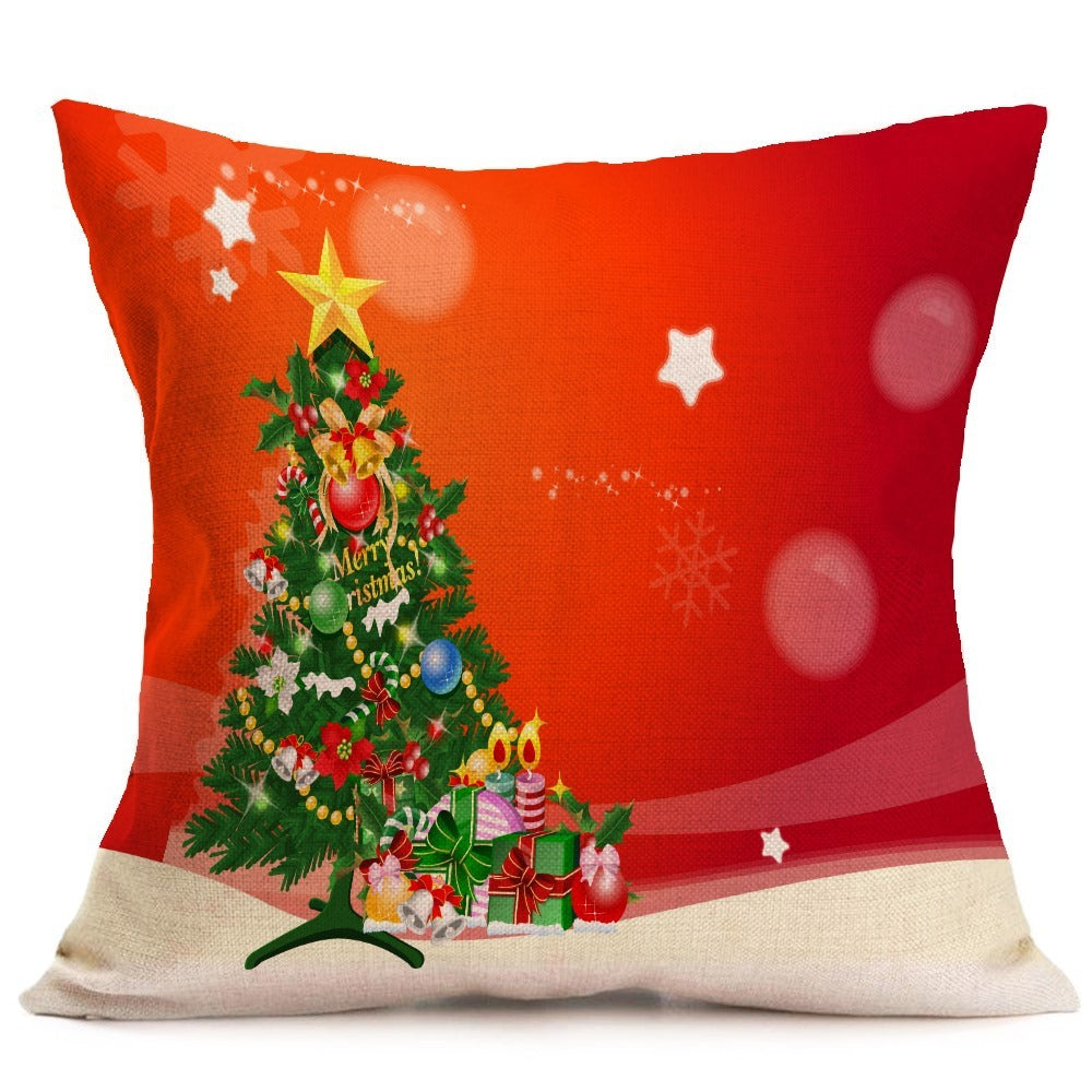Funda de cojín navideña de 43×43 cm con material de algodón PP y diseño decorativo para interiores