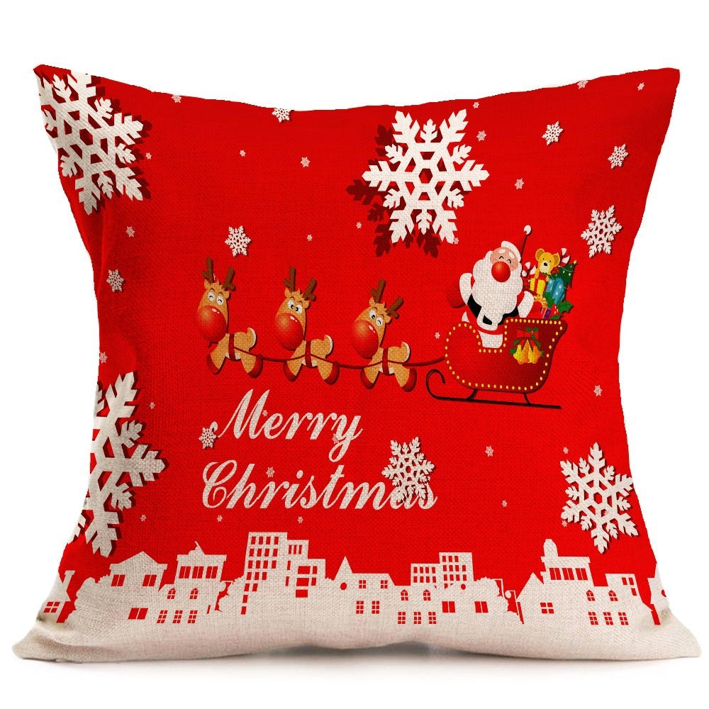 Funda de cojín navideña de 43×43 cm con material de algodón PP y diseño decorativo para interiores
