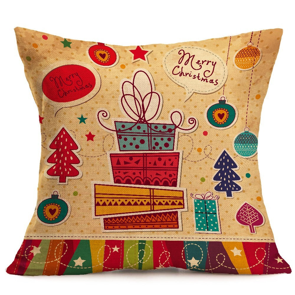 Funda de cojín navideña de 43×43 cm con material de algodón PP y diseño decorativo para interiores