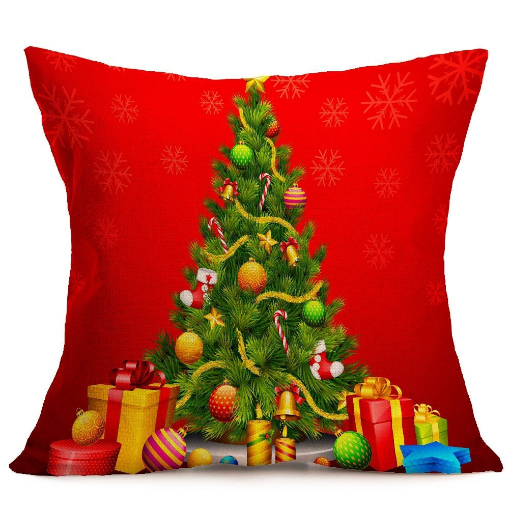 Funda de cojín navideña de 43×43 cm con material de algodón PP y diseño decorativo para interiores