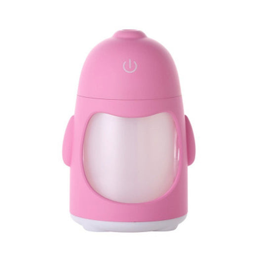 Humidificador ultrasónico de pingüino con depósito de 400 ml y luz LED para habitaciones pequeñas.