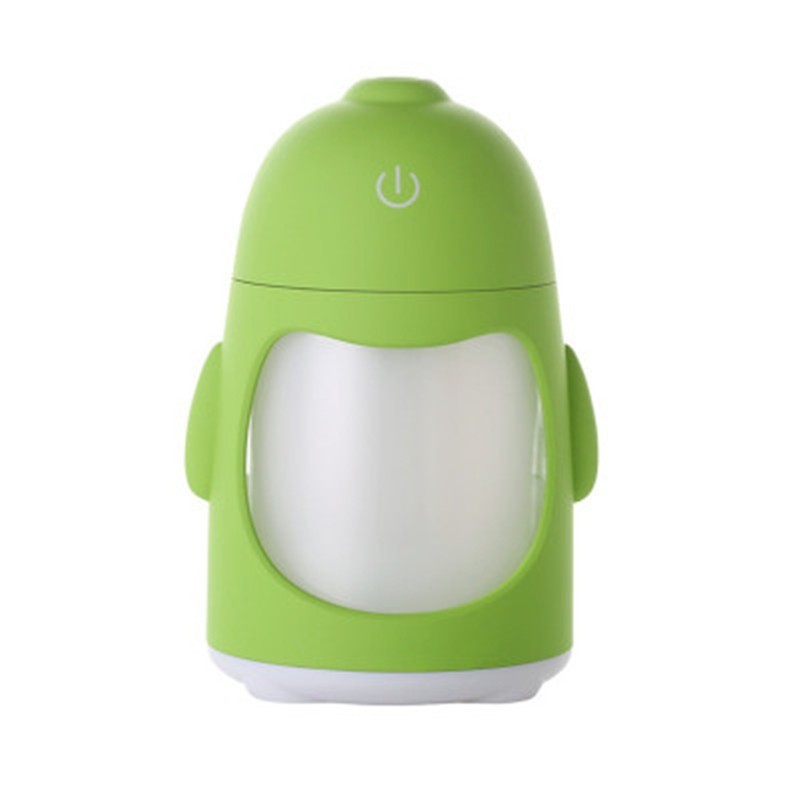 Humidificador ultrasónico de pingüino con depósito de 400 ml y luz LED para habitaciones pequeñas.